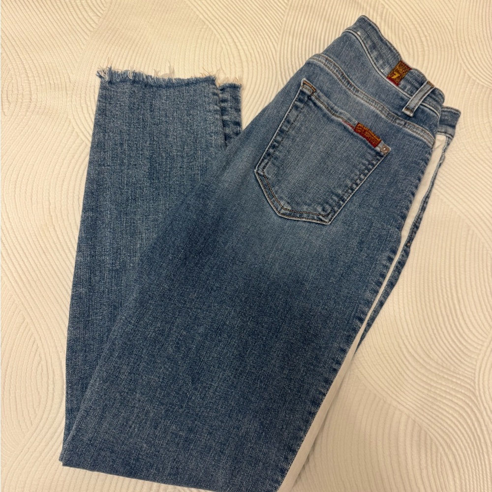 Frayed Hem Blue Jeans